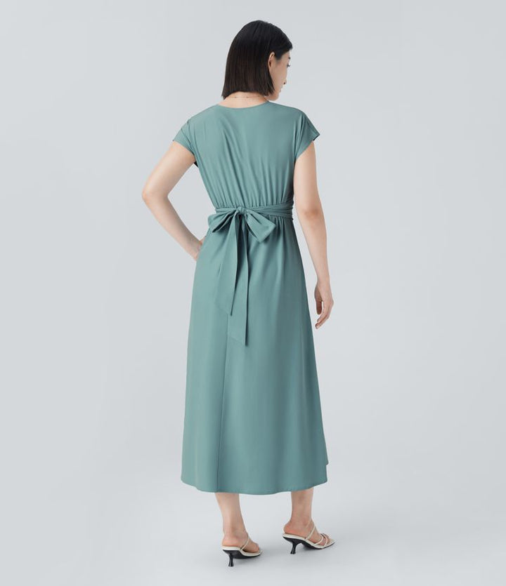Jaromil – Elegancka sukienka kopertowa z wysokim stanem
