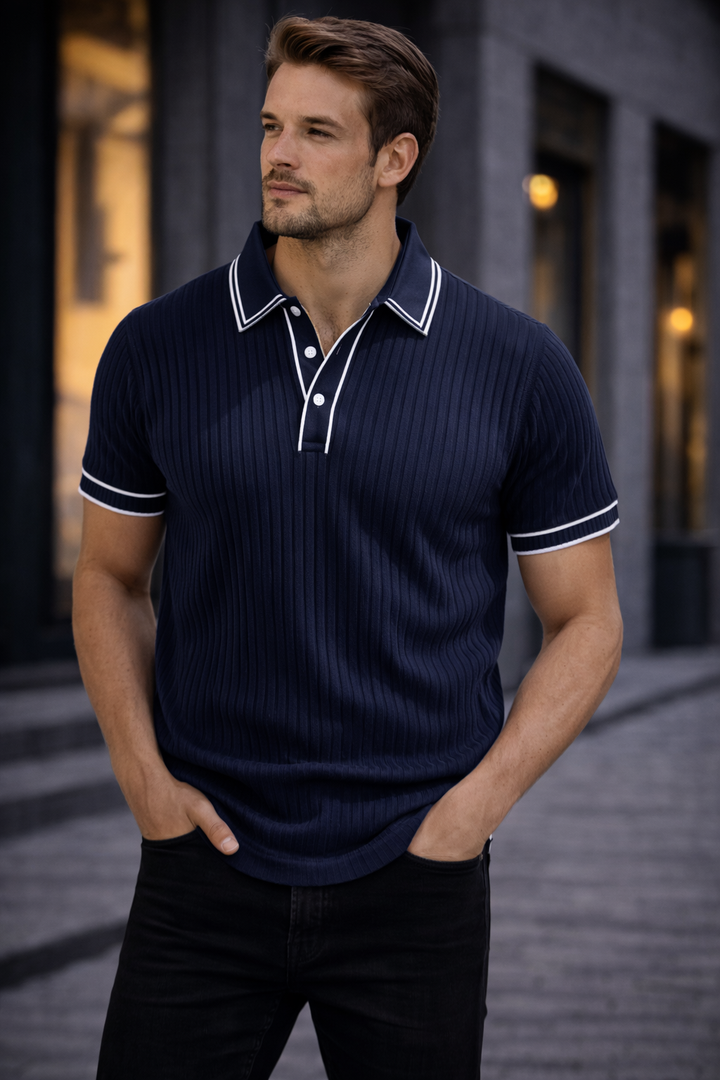 Śniegomir – Eleganckie polo z kontrastowym kołnierzykiem