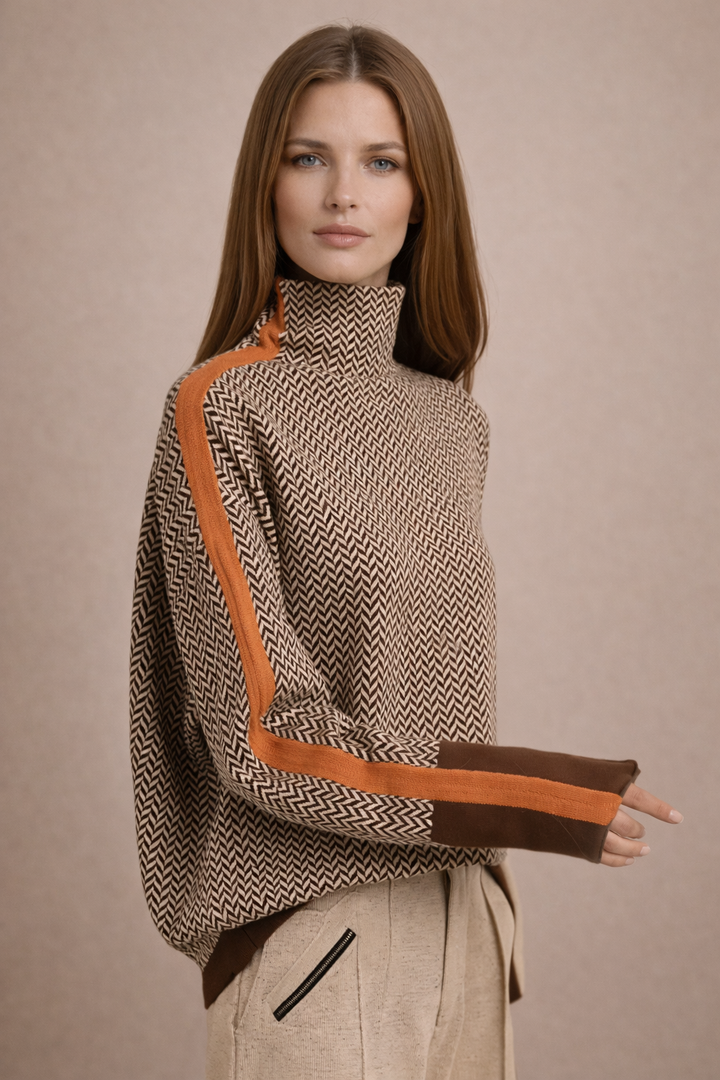 Malou™ | Sweter z wysokim kołnierzem w wyraziste paski
