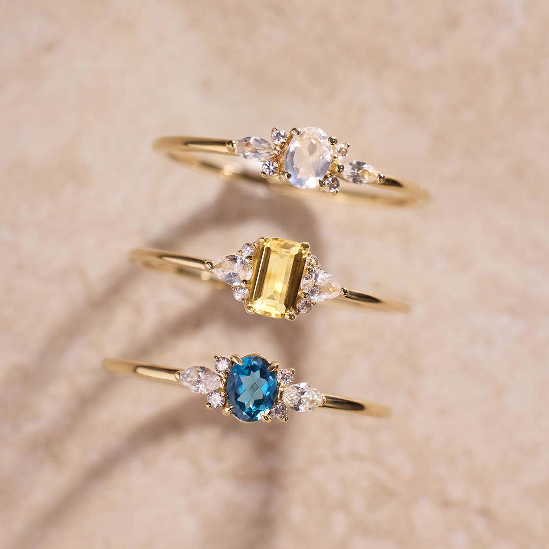 Lioravelle | Fioletowy Pierścionek Diamentowy 18k Złoto
