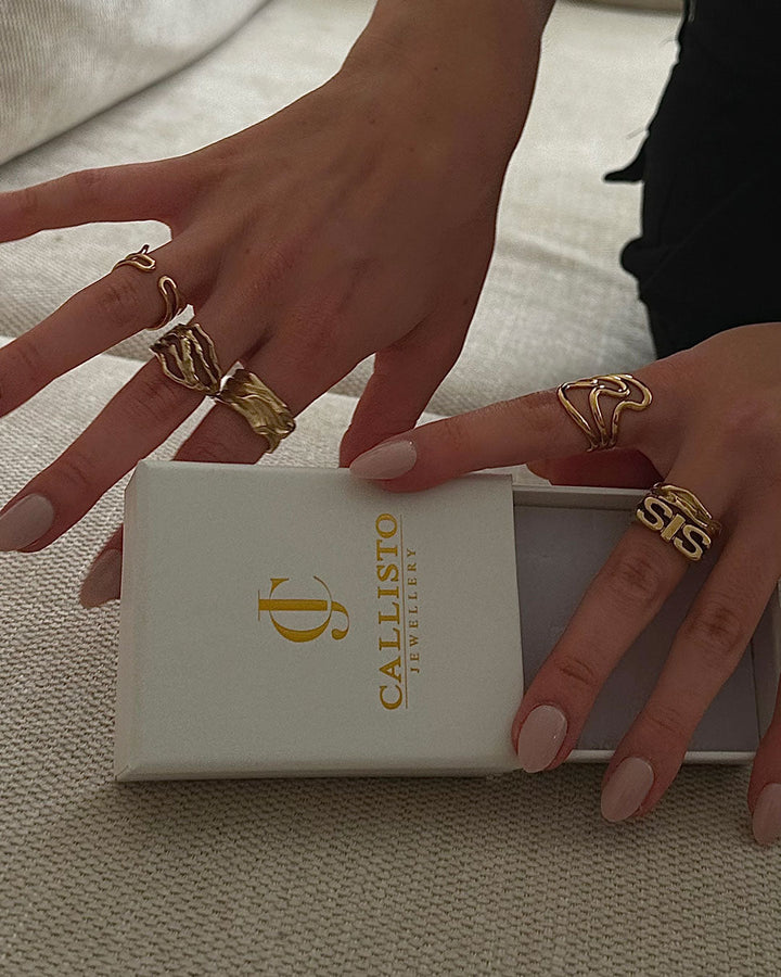 Jaylinette | Duży Pierścionek 18K Złota