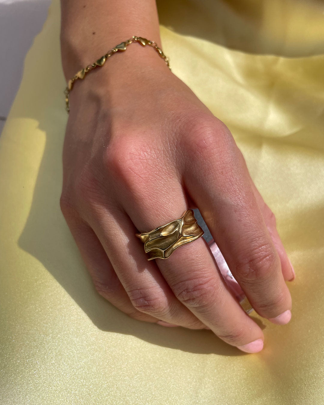 Jaylinette | Duży Pierścionek 18K Złota