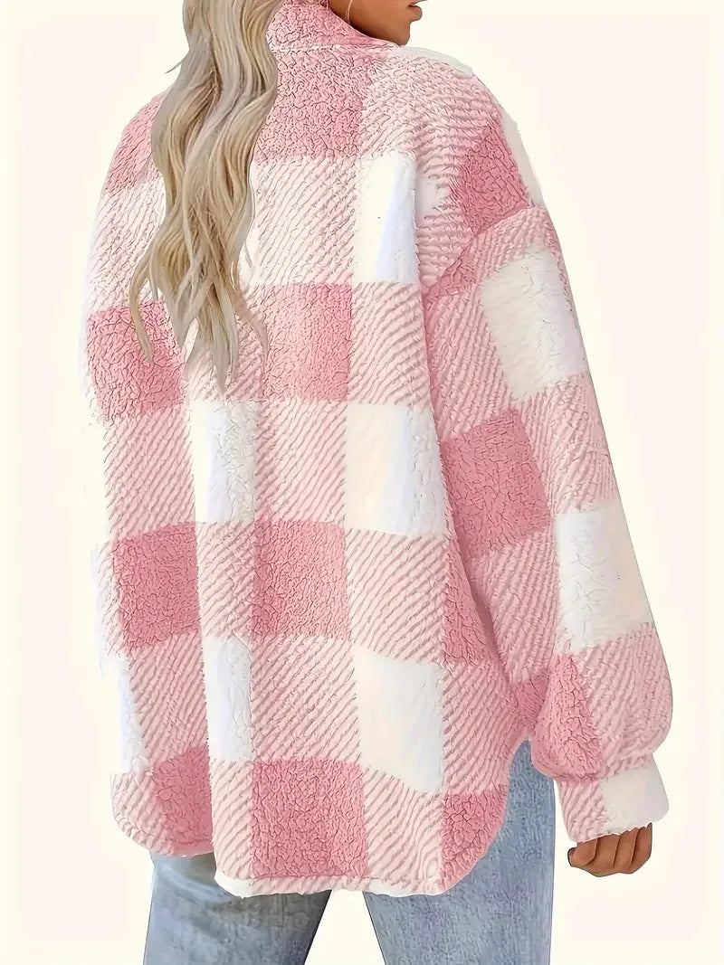 Martin | Stylowa Fleece'owa Kurtka w Kratę