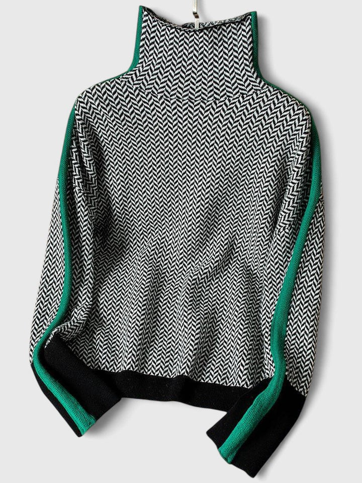 Malou™ | Sweter z wysokim kołnierzem w wyraziste paski