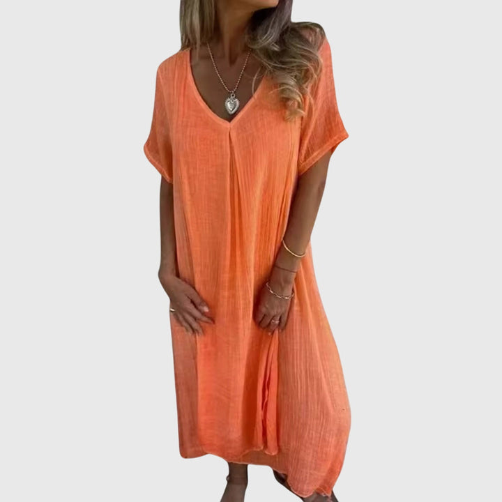 Fiona™ – Elegancka Lekka Sukienka z Dekoltem w Kształcie V
